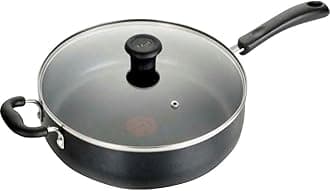 Specialty Nonstick Saute Pan with Glass Lid 5 Quart, Oven Broiler Safe 350F, Cookware, Deep Frying Pan with Handle, Skillet, Kitchen, Pots and Pans, Dishwasher Safe, Black