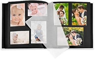 MavertonPhoto Album for couples- White cover with a photo frame and a stylish print - 60 black pages to fill in - Up to 240 images in multiple size - For wedding - For parents - flowery