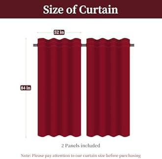 Loom and Mill Vintage Floral Curtains for Bedroom, Burgundy Lined Jacquard Curtains 2 Panels with Tiebacks, Window Curtain for Living Room Banquet Christmas Decor, Rod Pocket(52”x 84”, 2 Panels)