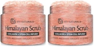 Himalayan Salt Scrub, Face, Foot, and Body Exfoliator with Collagen and Stem Cells Exfoliating Scrub for Toning, Cellulite, and Skin Care by M3 Naturals (Pack of 2)