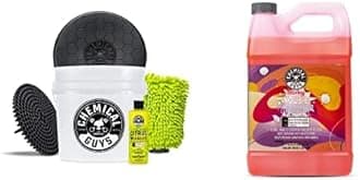 Chemical Guys CWS215BK Car Wash Detailing Bucket, Mitt & Accessories Bundle (6 Items) Featuring Sticky Snowball Ultra Snow Foam Car Wash Soap, 128 oz (1 Gal) - Works on Cars, Trucks, SUVs, RVs & More