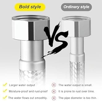 Qsvbeeqj Strong Steel Double Ended Hose Thickened Designs Shower Connector Easy Installation For Enhanced Pressure Resistance Industrial Grade Water Heater Hose