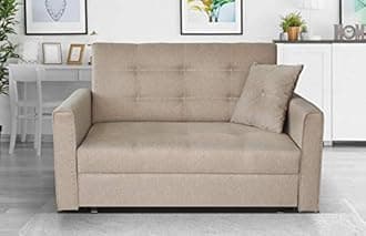 MK Sofa Bed - Sofa Beds 2 Seater Modern & Luxurious Furniture - Sofas Two Seater for Living Room & Drawing Room - Premium Quality Fabric Sofa Bed For Bedroom Office - Available in Beige Color