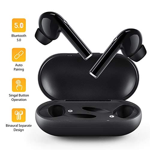 Bluetooth Earbuds, Wireless Headphones Bluetooth V5.0, Auto Pairing Mini Earbuds with Mic, HD Stereo in-Ear Noise Canceling Headphones with Charger Case, Bluetooth Earphones for All Smartphone