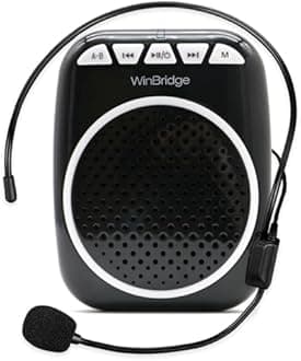 WinBridge WB001 Portable Voice Amplifier with Headset Microphone, Personal Speaker Head Mic, Megaphone Speaker for Teachers, Elderly, Tour Guides, Coaches, Presentations, Mini PA with Wearable Mic