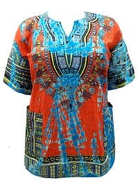 eaonplus Unisex Cotton Dashiki Kaftan Top - Plus Size 1 & 2 (Men L-1X & 2X-4X) (Ladies 16-20 & 22-28) in 4 stunning Colours