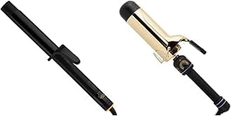 Hot Tools Pro Artist Black Gold Digital Salon Curling Irons: Medium Loose Curls & Tousled Waves (1-1/4 inch), Long Lasting Defined Curls (2 inch)