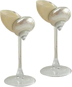 LYFJMUS 2 Pcs Seashell Wine Glasses Wedding Wine Glasses Conch Cup Martini Cocktail Glass Cup for Birthday Wedding Beach Bridesmaids Anniversary Party