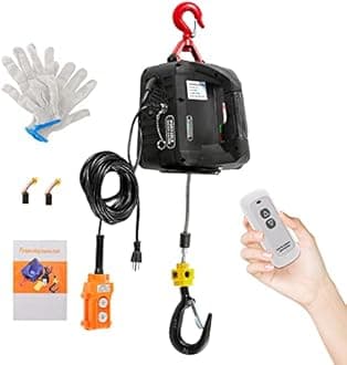 BEAMNOVA 3 in 1 Portable Electric Hoist 110V Wired & Wireless Remote Control 500kg/1102lbs Capacity Crane Winch Hook Pulley Lifting Strap