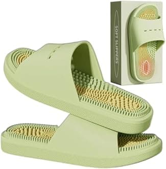 Acupressure Massage Slippers Acupressure Foot Massager Shoes Reflexology Sandals Gift for Men Women Reduce Feet Neuropathy Pain Relief and Tension (Green,US Women 6.5-7.5/Men 5-6)