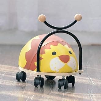Lion Balance Bug Ride On Wheely Toy with Wooden Base for Children by Beehive Toys