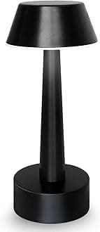 Egobasic Rechargeable Cordless Small Table Lamp Portable Battery Operated Touch 3 Way Dimmable Metal Bedside Night Light Lamps for Bedroom, Dining Room Patio Restaurant Bar Hotel (Black)