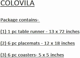 Colovila Dining Table Placemats Set of 13 Pieces, Ethnic Brocade Silk with Golden Woven Work- (1 Table Runner, 6 Mats, 6 Coasters) (Voilet)