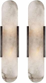 TRIVIDHA Modern Marble Wall Lamps Set Of Two Creative Design Art Wall Light Bathroom Vanity Wall Sconce Lighting Alabaster Wall Lamps For Living Room Bedside Corridor Balcony