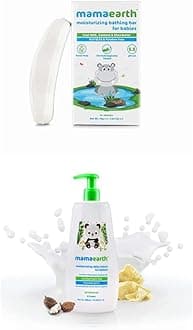 Mamaearth Moisturizing Baby Bathing Soap Bar pH 5.5 with Goat Milk and Oatmeal, 75g (Pack of 2) & Mamaearth Daily Moisturizing Lotion for Babies, 400ml