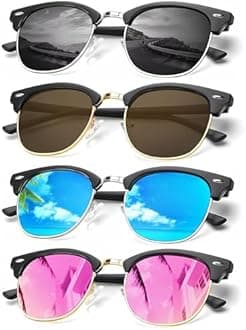 KALIYADI Sunglasses Men Polarized Sunglasses for Men Women Unisex Semi-Rimless Frame Retro Driving Sun Glasses UV Blocking