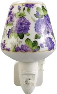 AcaciaHome Durable and Clasic LED Night Light - Colorful Floral Ceramic Decorative Light | Ideal for Bedrooms, Hallways, Bathrooms Nighttime Lighting Solution - Perfect Home Decor (Purple) [Energy Class A]