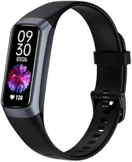 Fitness Tracker with 24/7 Heart Rate Sleep Blood Oxygen Monitor,IP68 Waterproof Smart Watch,1.10''AMOLED Touch Color Screen,Step Counter Health Activity Trackers for Women Men (Dark Black)