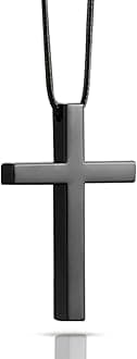 Cross Hanging Ornaments for Rear View Mirror - Metal Car Charm, Auto Ornament, Cross Pendant Decoration for Truck, Home Decor (Black)