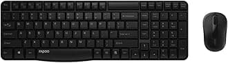 Rapoo X1800S Wireless Keyboard Mouse Set, 2.4 GHz Wireless via USB, 1000 DPI Optical Sensor, DE Layout QWERTZ, Black