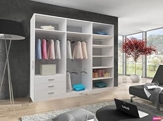 German Sliding Wardrobe Spacious Bedroom Sliding Wardrobe - Sleek and Functional Design comes in White/Grey/Black/Oak and Width 120cm/150cm/180cm/203cm/250cm (Oak, 250cm)