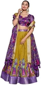 Womens' Wear Tussar Silk With Patola Printed Lehenga Choli Patola Print With Foil Work Chaniya Choli
