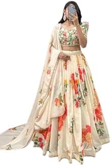 Women's Wedding Special Tussar Silk With Floral Print Lehenga Choli
