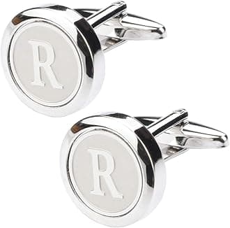 Dannyshi Mens Classic Stainless Steel Initial Cufflinks 26 Alphabet Initial Letter Cufflinks Business Wedding Shirts A-Z