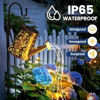 GIGALUMI Solar Watering Can Lights Outdoor Garden, Waterproof Metal Water Can Ornaments with String Lights, Solar Hanging Lantern with Bracket for Yard Lawn Pathway Patio (Hummingbird)