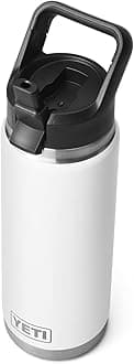 Rambler 26 oz Bottle, Vacuum Insulated, Stainless Steel with Straw Cap, White