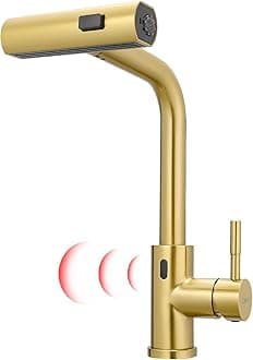 Gold Touchless Kitchen Faucet with Pull Down Sprayer, 15” Hight Single Hole Handle Kitchen Sink Faucets