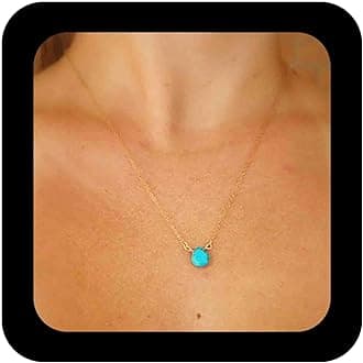 Boho Turquoise Necklace Choker Chain Blue Teardrop Pendant Necklace Chain Minimalist Natural Stone Choker Necklace Gold Turquoise Necklace Chain Jewelry for Women