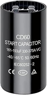 161-193 uf/MFD CD60 Round Start Capacitor ±20% 50/60 Hz 330-375 VAC Round Motor Well Pump Start Capacitor (161-193 uf/MFD, 1)