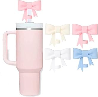 Oddyami 4Pcs Bow Straw Covers Cap Toppers Compatible with Stanley 30&40 oz Tumbler Cups, Cute Pink 10mm Reusable Silicone Straw Topper for Stanley Tumbler with Handle, Stanley Cup Straws Accessories