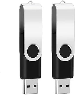 2 Pack of 64GB USB2.0 Flash Drives, EASTBULL Thumb Drives Fold USB Drives Memory Stick, Swivel & Metal Design (Black)