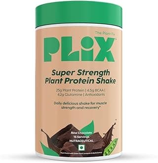 The Plant Fix Plix Strength Plant Protein Powder - 500 Gm (Chocolate) Pea Protein Isolate and Brown Rice Blend, 25 g Plant Protein, No Added Sugar, Gluten free