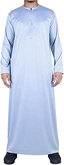Men's Thobe Jubba Islamic Clothing Muslim Kaftan Emirati Omani Satin Robe