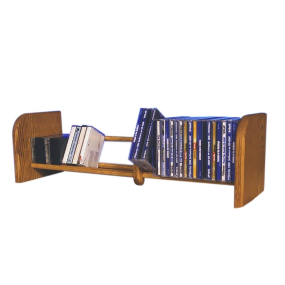 Cdracks Media Furniture Solid Oak 1 Row Dowel CD Rack Capacity 55 CD's Honey Finish