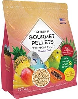 Tropical Fruit Gourmet Pellets Pet Bird Food, No Added Sugar, Made with Non-GMO and Human-Grade Ingredients, for Parakeets (Budgies), 5 lb