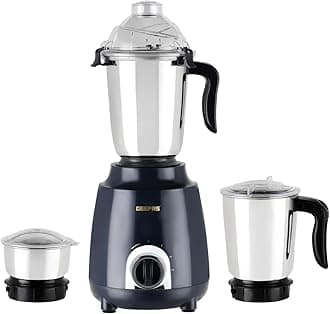 GEEPAS 600W 3-in-1 Mixer Grinder | Stainless Steel Jars, Blades | 3 Speed Control, Perfect for Chutney, Dry & Wet Fine Grinding Mixing Overload Protection Shockproof Body | 2 Yr Warranty, Dark Blue