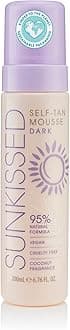 Sunkissed Self Tan Mousse Dark 200ml – 95% Natural Ingredients, Deep Streak-Free Sunless Tan, Fast-Drying Foam
