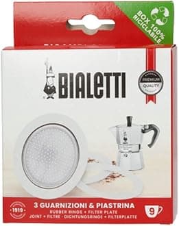 Bialetti BIA640310 Pack of 3 Gaskets + 1 Plate, Tz.9, Stainless Steel