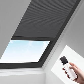 Zshine Motorized Cellular Shades Cordless Honeycomb Blinds Full Blackout Fabric Window Shades for Skylight (Black 93021N)