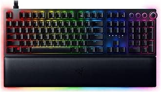 Huntsman V2 Analog Gaming Keyboard: Adjustable Actuation via Analog Optical Switches - Rapid Trigger Mode - Chroma RGB Lighting - Magnetic Wrist Rest - Dedicated Media Keys & Dial - Black