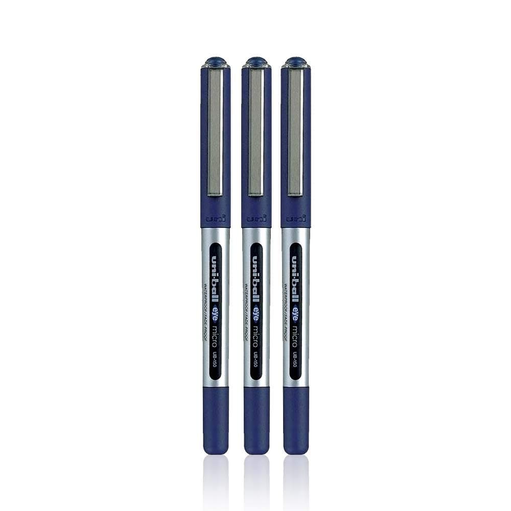 UB-150 Eye Micro Rollerball Pen 3-Pack, 0.5 mm Tip Size, Blue