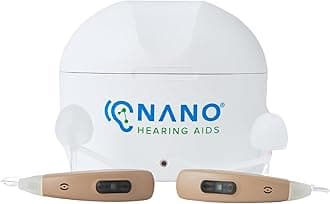 Nano Hearing Aids First Ear Plus BTE - Behind the Ear - For Adults & Seniors with Mild to Moderate Hearing Loss - Includes Rechargeable Battery, Portable Charging Case & Cable