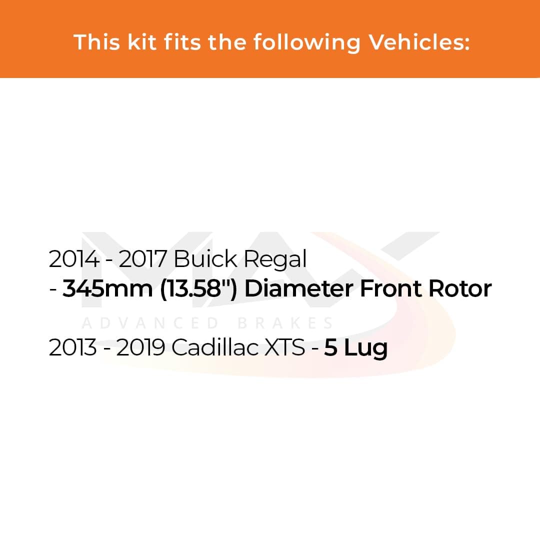 Max Advanced Brakes Front Brake Kit Compatible With 2013-2017 2018 2019 Cadillac XTS 5 Lug Compatible With Buick Regal Replacement Premium OE Disc Brake Rotors and Ceramic Brake Pads