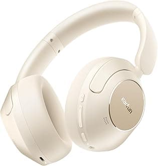 EarFunWave Pro Hybrid Active Noise Cancelling Headphones, Wireless Over Ear Bluetooth Headphones, LDAC Hi-Res Audio, 80H Playtime, Comfortable Fit, 5-Mic Clear Calls, Multipoint Connection, APP,White