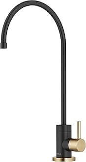 Purita Single Handle Drinking Water Filter Faucet for Reverse Osmosis or Water Filtration System in Brushed Brass/Matte Black, FF-100BBMB