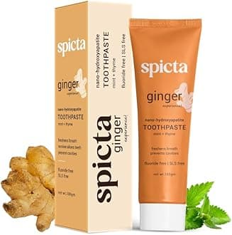 Spicta Ginger Mint Toothpaste with Thyme | Powered by Teeth remineralisation Formula: N-Ha | Fluoride Free, SLS & Paraben Free | Freshens Breath & Prevents Cavities (100 Gm)